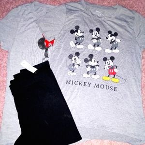 (2) Minnie and Mickey Mouse Shirts w/ Leggings